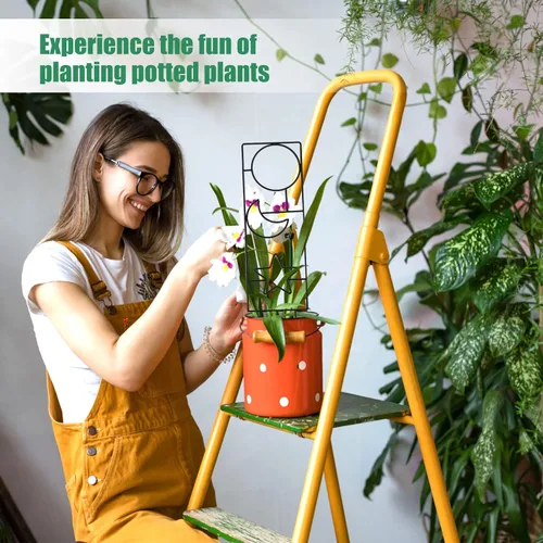 Miniatura 6 de Wellsign Enrejado para plantas trepadoras en interiores, enrejado pequeño de metal para plantas de interior de jardín de 15.94 pulgadas para plantas