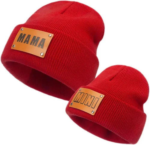 Gorro para padres e hijos,Madre y bebé hija/hijo gorro de punto cálido de invierno,Gorro suave para niños