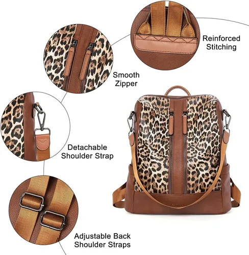 Miniatura 13 de CLUCI - Mochila de cuero para mujer, convertible, grande, para viajar, de diseñadora, moda, casual, bolso de hombro universitario