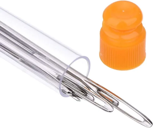 Miniatura 3 de 9 agujas de coser a mano de ojo grande, agujas de tejer de hilo de acero, agujas de coser, agujas de zurrir con tubo de almacenamiento transparente