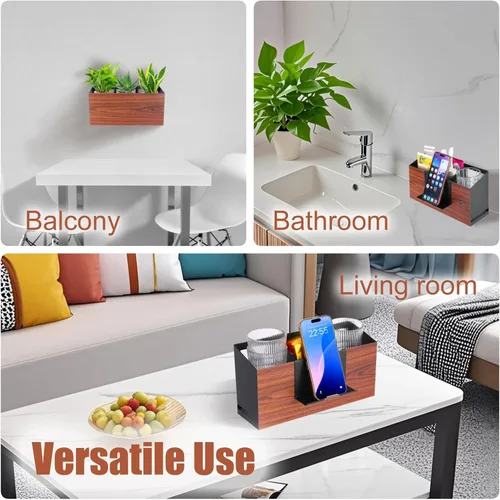Miniatura 6 de Organizador de Utensilios Grande de Hierro con 3 Compartimentos para Encimera o Pared, Almacenamiento de Utensilios de Cocina (Negro)
