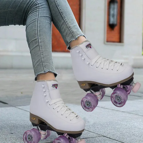 Miniatura 6 de Sure-Grip Fame White - Patines unisex para exteriores con ruedas de movimiento rosa, bota vegana con forro de microfibra, placas de nailon