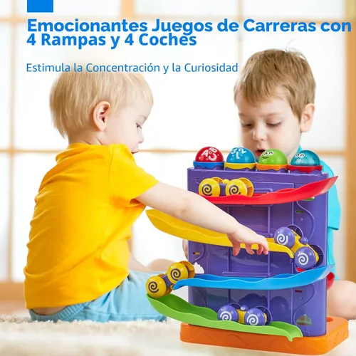 Miniatura 4 de hahaland Juguetes Montessori para niños de 1 año, 2 en 1 libra por bola y rampa de coche Juguetes Montessori para niños de 1 año, juguetes de causa