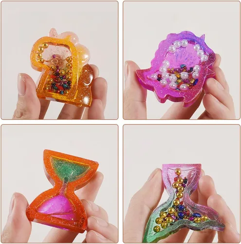 Miniatura 7 de 4 moldes agitadores para resina epoxi, unicornio, dinosaurio, arena movediza, moldes de resina de cola de pez, moldes de resina de reloj de arena, 4