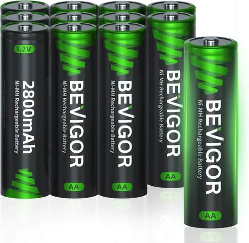 Miniatura 6 de BEVIGOR Paquete de 8 Baterías Recargables AA 1500 Ciclos, 2800 mAh de Alta Capacidad 1.2V NiMH Recargables Baterías AA de Baja Autodescarga Doble A