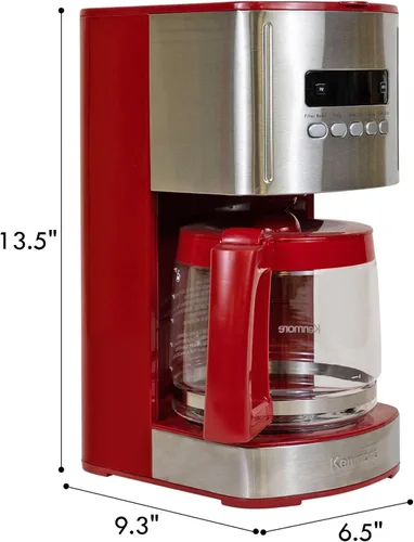 Miniatura 8 de Kenmore - Cafetera de goteo – Máquina de café programable de 12 tazas con jarra de vidrio, preparación regular y fuerte, apagado automático