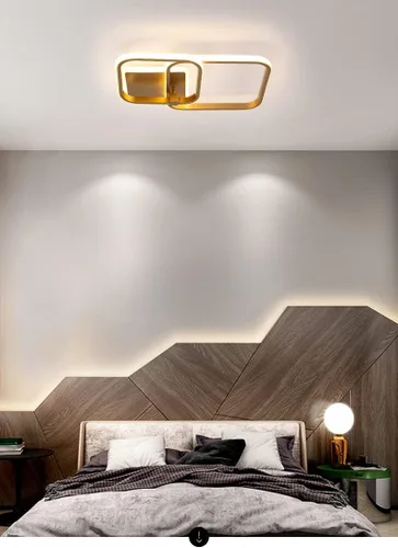 Miniatura 3 de Lámpara de techo cuadrada moderna regulable para sala de estar, dormitorio, cocina, lámpara de techo LED acrílica dorada con control remoto