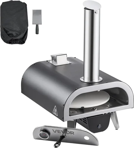Miniatura 9 de VEVOR Horno de pizza de leña para exteriores, horno de pizza de rotación automática de 12 pulgadas, máquina de pizza de pellets portátil