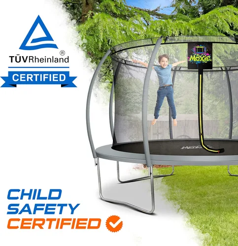 Miniatura 7 de Trampolín de 15 pies con red de recinto, trampolín para exteriores con red de seguridad para niños con escalera, trampolín para patio trasero de 6