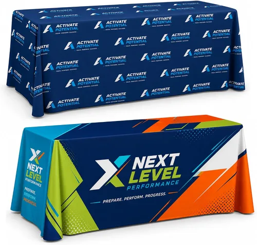 Miniatura 10 de Mantel y camino de mesa con logotipo personalizado UV Center, mantel ajustable personalizado con diseño, imagen y texto, se adapta a mesas de 4, 6