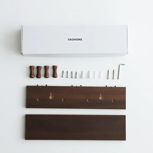 Miniatura 2 de Perchero de entrada con ganchos y estante, estante organizador de pared flotante de madera resistente con 4 ganchos adecuado para entrada, despensa