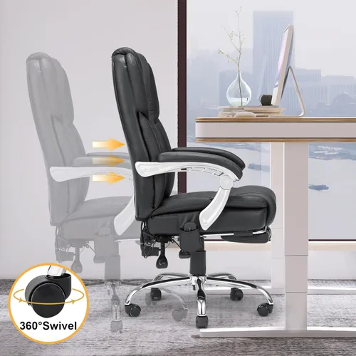Miniatura 7 de HOMREST Silla de Oficina de Masaje de 6 Puntos con Soporte Lumbar, Silla de Oficina Ejecutiva Calefaccionada con Respaldo Reclinable, Silla de negro