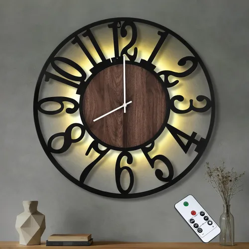 Miniatura 11 de Reloj de pared silencioso de 20 pulgadas con luz nocturna, reloj de pared decorativo que brilla en la oscuridad, funciona con pilas, relojes