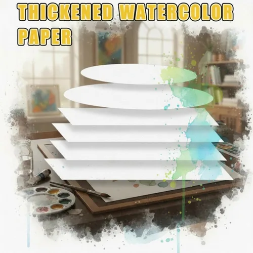 Miniatura 4 de Dunzoom 100 hojas de papel de acuarela a granel, 6 tamaños, papel de color de agua blanca, prensa en frío, 250 GSM, acuarela, artista, suministros