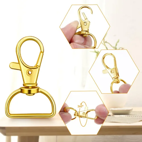 Miniatura 3 de Hotop 35 piezas de cierres giratorios para llavero, gancho de clip de metal de langosta con anillos en D para llavero, bolso, hardware, proyecto