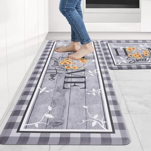 Miniatura 12 de Carvapet Alfombrillas de cocina 2 piezas, alfombras y tapetes antifatiga de manzanas de granja, antideslizantes, acolchados, para cocina, puerta