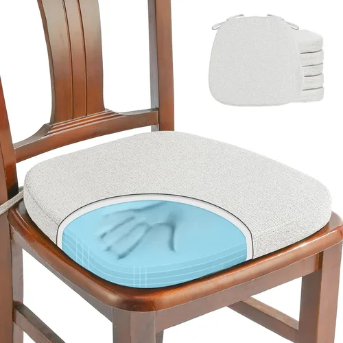 Miniatura 28 de SINOSSO Paquete de 4 cojines de espuma viscoelástica para sillas de comedor, tela tejida amigable de 16 pulgadas en forma de U, cómodas almohadillas