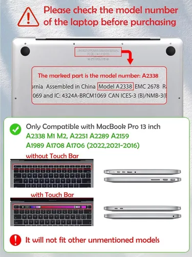 Miniatura 2 de Fancity Funda compatible con MacBook Pro de 13 pulgadas con Touch Bar versión 2022-2016, chip M2 M1 A2338/A2289/A2251/A2159/A1989/A1706, carcasa