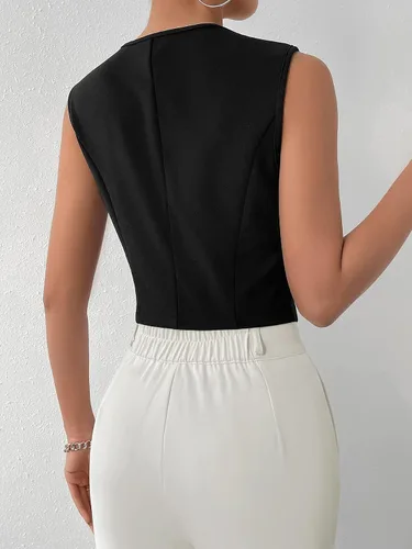 Miniatura 2 de Floerns Chaleco corto sin mangas con cuello en V para mujer