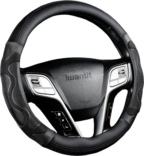 Miniatura 3 de Iwantit Fundas para volante de automóvil con panal de silicona 3D para hombres, diseño antideslizante y tela transpirable, ajuste universal de 14.5
