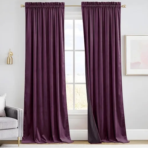 Miniatura 88 de RYB HOME Cortinas de terciopelo verde oliva de 72 pulgadas de largo, cortinas opacas con aislamiento térmico, tratamiento de ventana, decoración