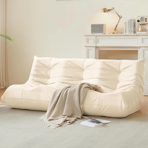 Miniatura 19 de Silla Puf, Silla Puf Loveseat junto a la Chimenea Sofá Puf para Adultos, Sillas Puf de 2 Plazas para Adolescentes con Espuma de Alta Resistencia