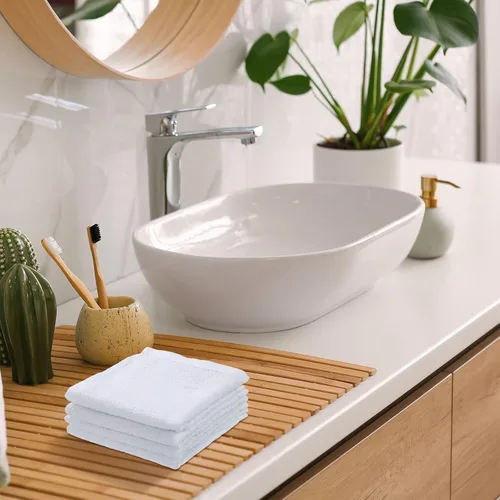 Miniatura 4 de Oudain 100 paños de limpieza blancos reutilizables a granel, trapos de limpieza de algodón, paños de cocina absorbentes, trapos de cocina pequeños