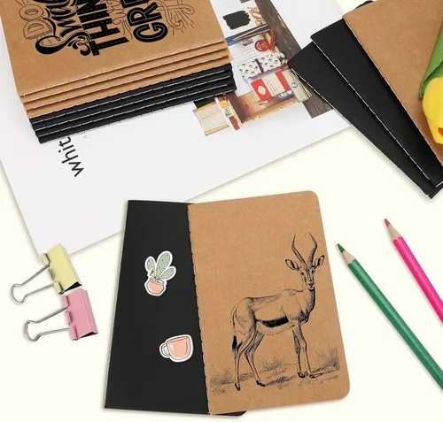 Miniatura 3 de Oucaru Cuaderno de Bolsillo de 24 Piezas, 3.5" x 5.5", 2 Colores, Cuaderno Rayado de 52 Páginas Mini Cuaderno Diario, Pequeño Cuaderno Memo Bloc