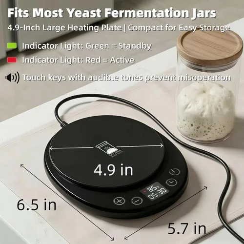 Miniatura 5 de Calentador básico de masa madre, calentador de fermentación de precisión de ±1 °F, temporizador programable de 24 horas con inicio retardado