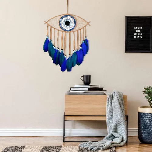 Miniatura 5 de Holmgren Atrapasueños de ojo Turco - Hecho a mano azul para arte de pared, decoración de apartamento, dije de buena suerte para oficinas del hogar