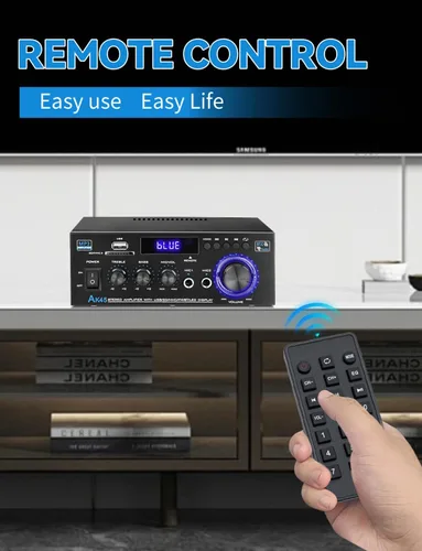 Miniatura 4 de Amplificador de audio estéreo para el hogar AK45, 400 W Bluetooth 5.0 HiFi Amplificador de potencia estéreo 2.0 canales RMS 40W x 2 sistema de audio