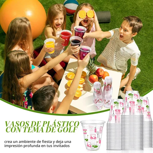 Miniatura 5 de Qinyoung 50 piezas de suministros de fiesta de golf con bola de golf de Masters, vasos de plástico transparente desechables de 12oz en masa, Let's