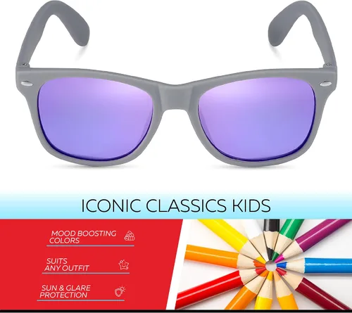 Miniatura 72 de Retro Rewind Lentes de sol para niños y niñas de 3 a 12 años, inastillables, UV400, lentes de sol para niños pequeños