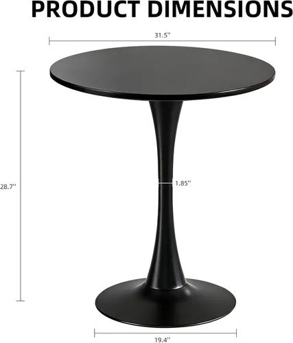 Miniatura 2 de Mesa de comedor redonda, mesa circular de tulipán de 31.5" con tablero engrosado y pedestal de metal, mesa de bistró moderna de mediados de siglo