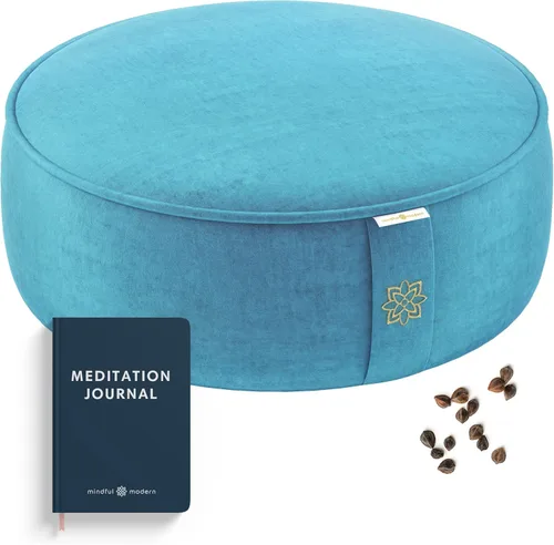 Miniatura 12 de Mindful Modern Velvet Meditation Cushion Luxe Zafu Yoga Floor Pillow Seat Posture Support Buckwheat Hull Filled Large Round Cushion with