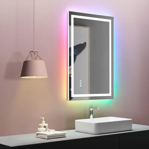 Miniatura 62 de LOAAO Espejo de Baño LED de 40"X32" con Luces, Antivaho, Regulable, Retroiluminación RGB + Iluminación Frontal, Espejo de Tocador de Baño
