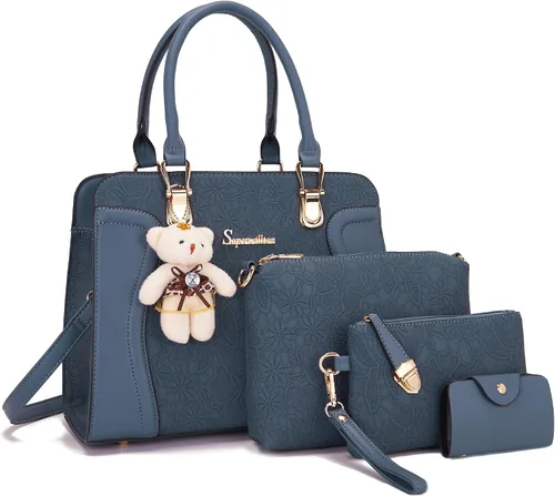 Miniatura 63 de Bolsos de mano de moda para mujer, bolsa de hombro, asa superior, bolsa de mano, juego de 4 piezas