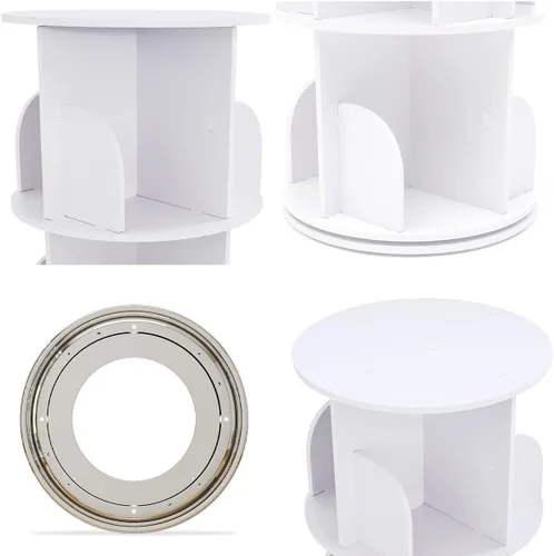 Miniatura 7 de Gdrasuya10 Estantería giratoria de 2 niveles pequeña para dormitorio, estantería apilable con estante de almacenamiento, estante de almacenamiento