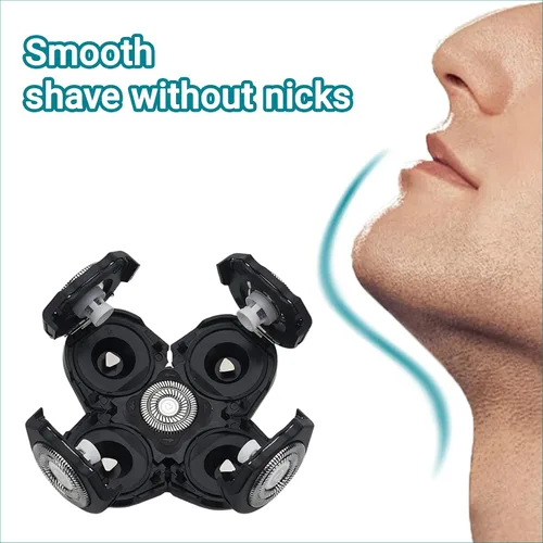 Miniatura 5 de Cabezal de repuesto 5D para hombre de 5 cuchillas, flotante, alternativa, lavable, cabezal de afeitado eléctrico (negro, 2 unidades)