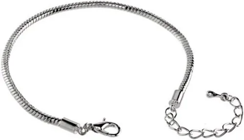 Miniatura 4 de RUBYCA Pulsera de encanto europea de color plateado cadena de serpiente cierre de langosta fabricación de joyas 6.3 pulgadas 5pcs