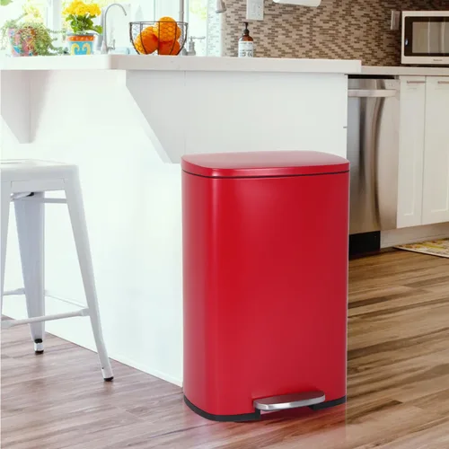 Miniatura 9 de MKDLUFEI Bote de basura de 13 galones de alto, cubo de basura para cocina con pedal y cubo interior, a prueba de huellas dactilares, bote de basura