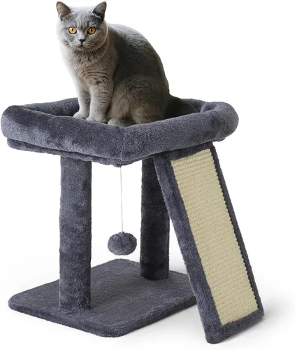 Miniatura 2 de Árbol para gatos de 17.1 pulgadas, torre pequeña con poste para arañar para gatos de interior, gris