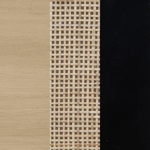 Miniatura 8 de Nathan James Mina Mesita de noche lateral de madera de ratán con almacenamiento para sala de estar o dormitorio, 1, roble/negro