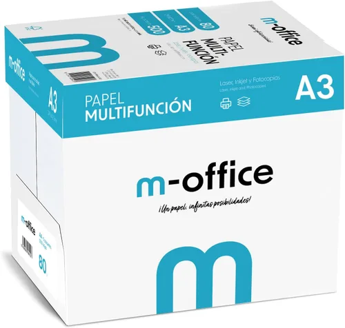 Paquete Folios A3 2.82 oz, 1 caja con 5 paquetes de 500 hojas, Papel Multifunción para Impresora Inkjet y Láser, Hojas A3 11.693 x 16.535 in Ideal