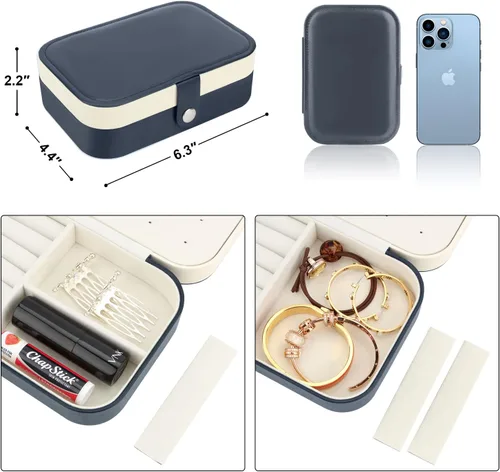 Miniatura 4 de Desing Wish Joyero de viaje, organizador de viaje para joyas pequeñas, cajas de joyería portátil de piel sintética, caja de almacenamiento