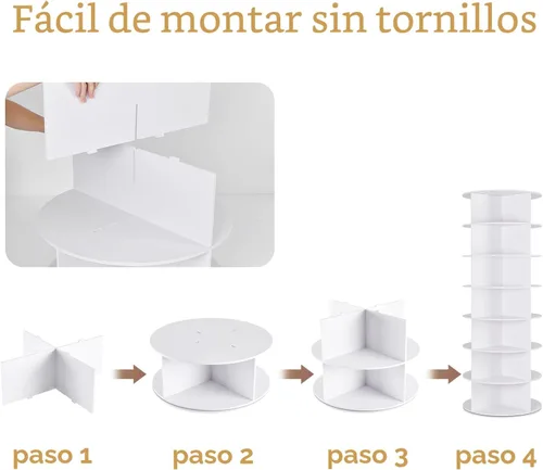 Miniatura 7 de Zapatero giratorio de 7 niveles, organizador de almacenamiento de zapatos de 360°, color blanco