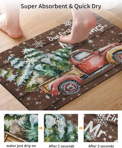 Miniatura 3 de Tapete de baño de Navidad para bañera, antideslizante, de secado rápido y absorbente, de tierra de diatomeas, fregadero, cocina, sala de estar