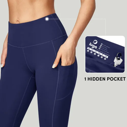 Miniatura 3 de IUGA Pantalones deportivos para yoga y entrenamiento para mujer, de talle alto, con control de abdomen, bolsillos, tela elástica en 4direcciones