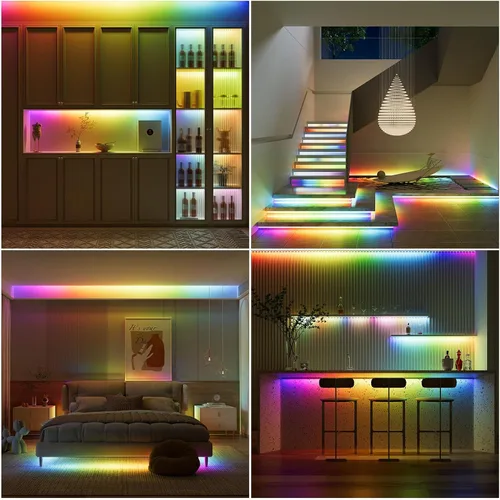 Miniatura 7 de Tira LED COB con chip IC RGB WS2811 de 18 pies, DC12V persecución de color direccionable Pixel RGB luces de cinta LED, luces flexibles multicolor