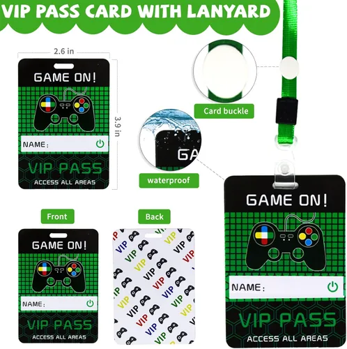 Miniatura 2 de Bluegogo 146 piezas de recuerdos de fiesta de videojuegos: pases VIP, llaveros, calcomanías de tatuaje, colgantes de zapatos, gorras con botones